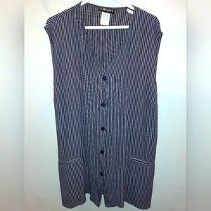 Sag Harbor 3x linen/cotton blend vest, navy, white striped good used condition